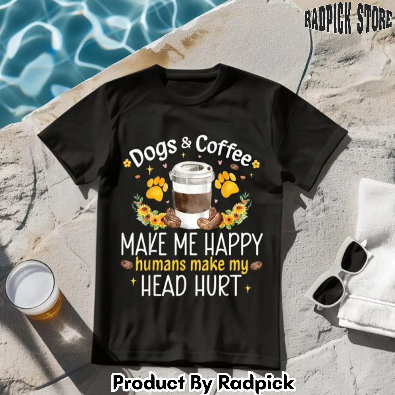 Dogs and coffee make me happy tshirt rp2555429